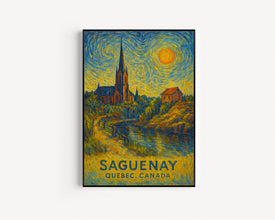 Saguenay Poster Print, Saguenay Travel Poster, Saguenay Van Gogh Style Wall Art, Saguenay, Quebec, Canada