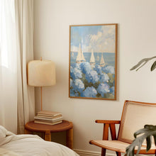 Sailboats & Hydrangea Painting Coastal Nautical Art (Digital Download) 1883359045