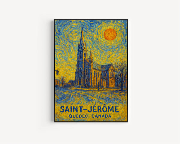 Saint-Jérôme Poster Print, Saint-Jérôme Travel Poster, Saint-Jérôme Van Gogh Style Wall Art, Saint-Jérôme, Quebec, Canada