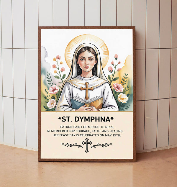 Saint Dymphna, Birthday Gift, Housewarming Gift, Wall Art, Catholic Art
