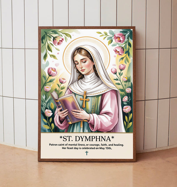 Saint Dymphna, Birthday Gift, Housewarming Gift, Wall Art, Catholic Art2