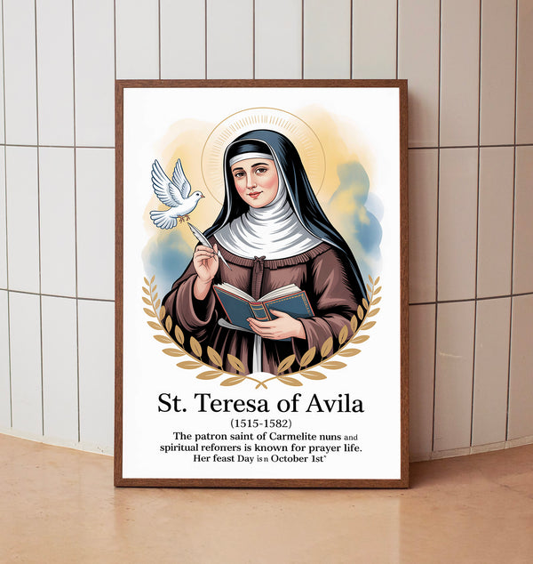 Saint Teresa, Catholic Gifts, Birthday Gifts, Wall Art, Sacred Art, Carmelite Nun, Teresa of Avila