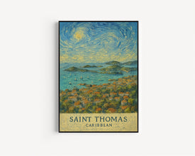 Saint Thomas Print, Saint Thomas Photo Poster, Saint Thomas Travel Wall Art, Saint Thomas Map Print, Saint Thomas Van Gogh Style, Caribbean