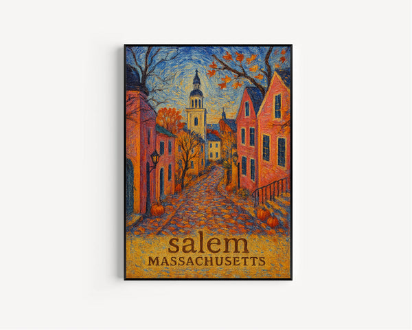Salem Massachusetts Wall Art, Eerie Halloween Art, Historic Cityscape, Halloween Decor, Witch Art, Salem City