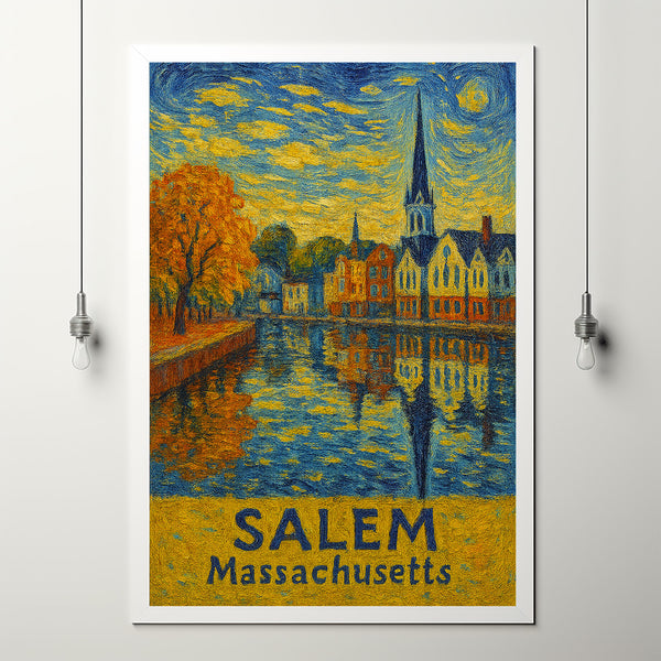 Salem Travel Print Wall Art, Salem - Massachusetts City Print, Salem Travel Gift, Salem City Poster, Van Gogh style Travel Gift