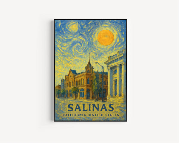 Salinas Poster Print, Salinas Travel Poster, Salinas Van Gogh Style Wall Art, Salinas, California, United States