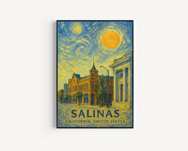 Salinas Poster Print, Salinas Travel Poster, Salinas Van Gogh Style Wall Art, Salinas, California, United States