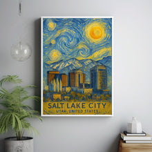 Salt Lake City Poster Print, Salt Lake City Travel Poster, Salt Lake City Van Gogh Style Wall Art, Salt Lake City, Utah, United States