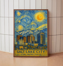 Salt Lake City Poster Print, Salt Lake City Travel Poster, Salt Lake City Van Gogh Style Wall Art, Salt Lake City, Utah, United States