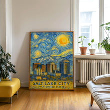 Salt Lake City Poster Print, Salt Lake City Travel Poster, Salt Lake City Van Gogh Style Wall Art, Salt Lake City, Utah, United States