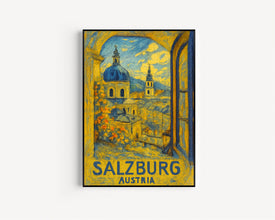 Salzburg Austrian travel poster, Salzburg City Travel Art Wall Decor, Home Decor Wall Art Travel Poster Gifts, Austrian Travel Print