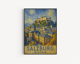 Salzburg Austrian travel poster, Salzburg City Travel Art Wall Decor, Home Decor Wall Art Travel Poster Gifts, Austrian Travel Print (2)