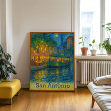 San Antonio, Texas, USA Van Gogh Style Digital Download Riverwalk Scene Art, Travel Poster, Cityscape Print, River Boat Painting
