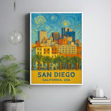 San Diego Print No 2, San Diego Photo Poster, San Diego Travel Wall Art, San Diego Map Print, San Diego Van Gogh Style Print, California, USA