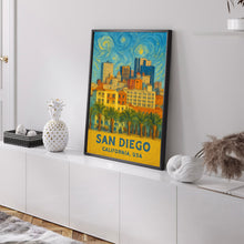 San Diego Print No 2, San Diego Photo Poster, San Diego Travel Wall Art, San Diego Map Print, San Diego Van Gogh Style Print, California, USA