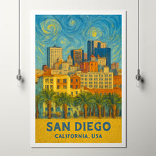 San Diego Print No 2, San Diego Photo Poster, San Diego Travel Wall Art, San Diego Map Print, San Diego Van Gogh Style Print, California, USA