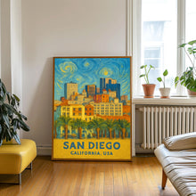 San Diego Print No 2, San Diego Photo Poster, San Diego Travel Wall Art, San Diego Map Print, San Diego Van Gogh Style Print, California, USA