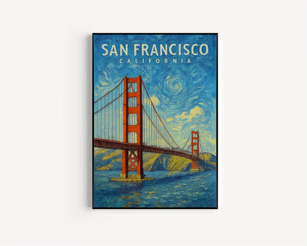 San Francisco Art Print, San Francisco Print, California Wall Art, Golden Gate Bridge Poster, Vintage Travel Decor, Apartment Wall Decor