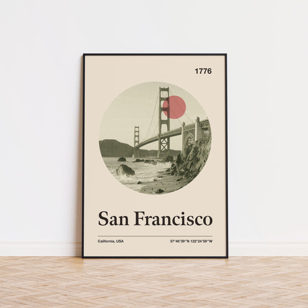 San Francisco City Poster  Minimalist Art Print  City Poster  Mid Century Poster  Travel Print Art  Retro City Poster  California  1555538559