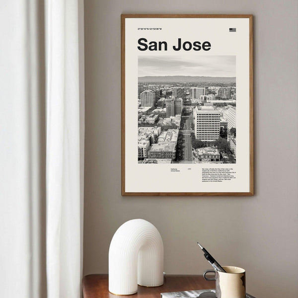 San Jose Art Print  San Jose Poster  San Jose Wall Art  Mid Century Poster  Travel Print Art  California 1588925027