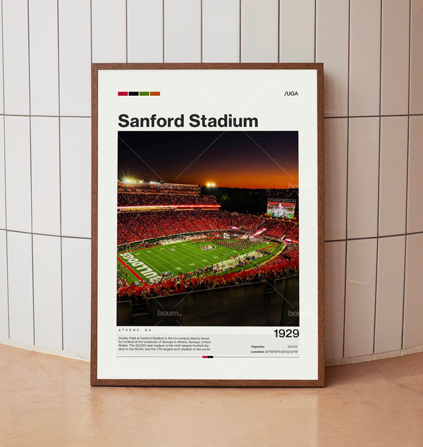 Sanford Stadium Poster, Georgia Bulldogs Poster Print, NCAA Stadium Poster, CFB Art,Football Fan Gift