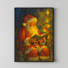 Santa Claus Christmas art Wall Art, Winter Wall Art, Santa checking his Christmas list Print Holiday Decor