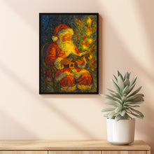 Santa Claus Christmas art Wall Art, Winter Wall Art, Santa checking his Christmas list Print Holiday Decor