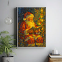 Santa Claus Christmas art Wall Art, Winter Wall Art, Santa checking his Christmas list Print Holiday Decor