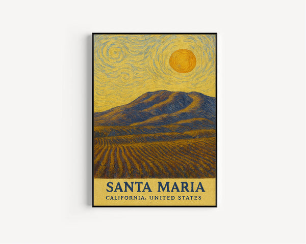 Santa Maria Poster Print, Santa Maria Travel Poster, Santa Maria Van Gogh Style Wall Art, Santa Maria, California, United States