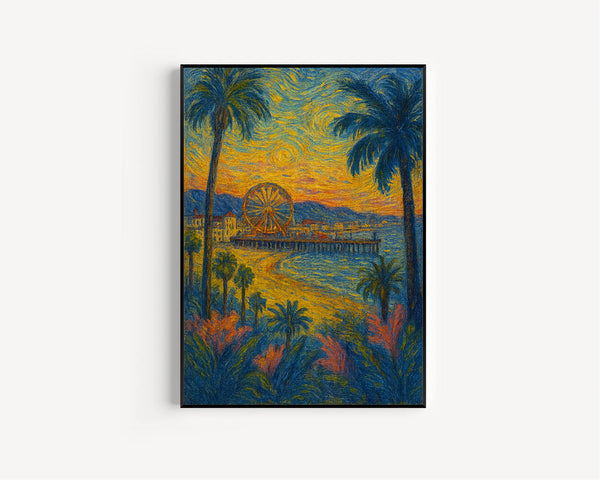 Santa Monica California Travel Print Wall Art, Santa Monica Travel Poster, California Travel Poster, Los Angeles Travel Home Décor Wall Art