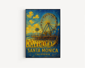 Santa Monica California Travel Print Wall Art, Santa Monica Travel Poster, California Travel Poster, Los Angeles Travel Home Décor Wall Art