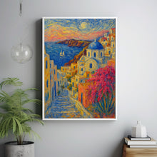 Santorini Greece Print, Cycladic Island Poster, Whitewashed Village Art, Mediterranean Travel Decor