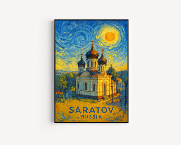 Saratov Poster Print, Saratov Travel Poster, Saratov Van Gogh Style Wall Art, Saratov, Russia