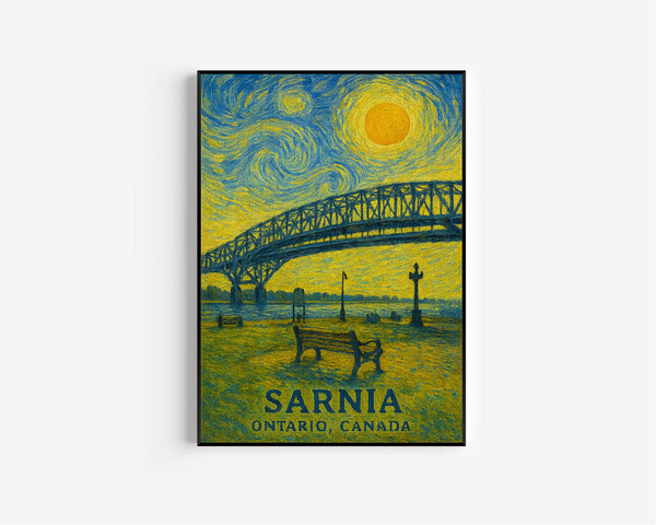 Sarnia Poster Print, Sarnia Travel Poster, Sarnia Van Gogh Style Wall Art, Sarnia, Ontario, Canada