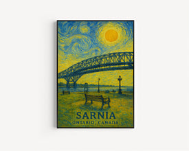 Sarnia Poster Print, Sarnia Travel Poster, Sarnia Van Gogh Style Wall Art, Sarnia, Ontario, Canada