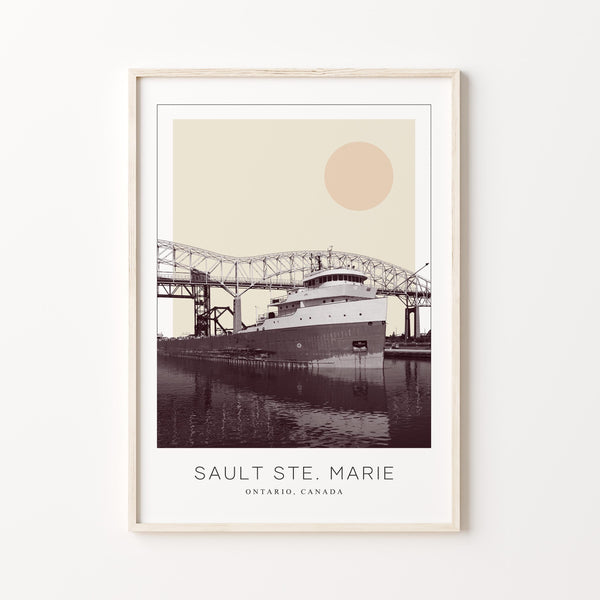 Sault Ste. Marie Poster Print, Sault Ste. Marie Travel Poster, Sault Ste. Marie Minimalistic Wall Art, Sault Ste. Marie, Ontario, Canada 1868247198
