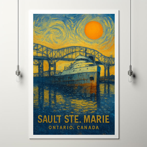 Sault Ste. Marie Poster Print, Sault Ste. Marie Travel Poster, Sault Ste. Marie Minimalistic Wall Art, Sault Ste. Marie, Ontario, Canada
