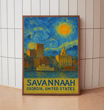 Savannah Poster Print, Savannah Travel Poster, Savannah Van Gogh Style Wall Art, Savannah, Georgia, United States