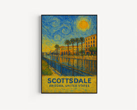Scottsdale Poster Print, Scottsdale Travel Poster, Scottsdale Van Gogh Style Wall Art, Scottsdale, Arizona, United States