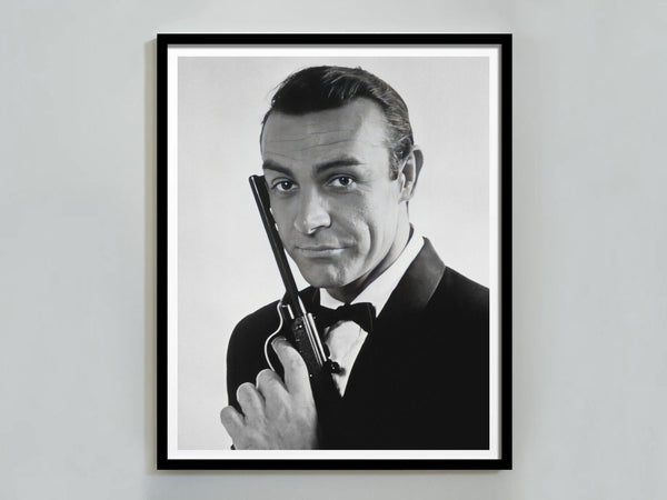 Sean Connery James Bond Poster, Black and White, Vintage Photography, Old Hollywood Prints, 90s Home Decor, Retro Wall Art, Digital Download 1729000315
