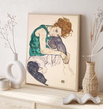 Seated Woman with Legs Drawn Up (1917) by Egon Schiele Print, Egon Schiele Print, Egon Schiele Reproduction, Egon Schiele exhibition poster 1224060376