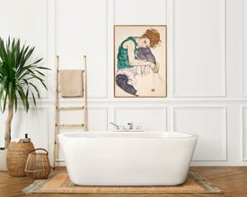 Seated Woman with Legs Drawn Up (1917) by Egon Schiele Print, Egon Schiele Print, Egon Schiele Reproduction, Egon Schiele exhibition poster 1224060376
