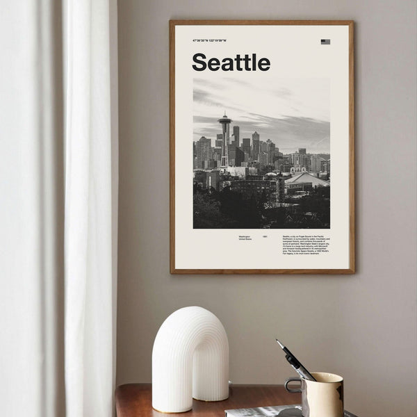 Seattle Art Print  Seattle Poster  Seattle Wall Art  Mid Century Poster  Travel Print Art  Washington 1593230439
