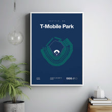 Seattle Ballpark Poster, T-Mobile Park Stadium Print, Mid Century Modern Baseball Poste-PS559D
