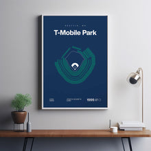 Seattle Ballpark Poster, T-Mobile Park Stadium Print, Mid Century Modern Baseball Poste-PS559D