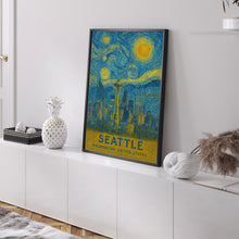 Seattle Poster Print, Seattle Travel Poster, Seattle Van Gogh Style Wall Art, Seattle, Washington, United States