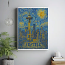 Seattle Poster Print, Seattle Travel Poster, Seattle Van Gogh Style Wall Art, Seattle, Washington, United States