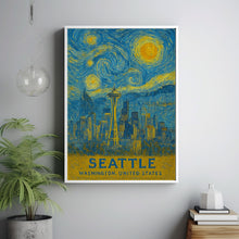Seattle Poster Print, Seattle Travel Poster, Seattle Van Gogh Style Wall Art, Seattle, Washington, United States