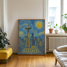Seattle Poster Print, Seattle Travel Poster, Seattle Van Gogh Style Wall Art, Seattle, Washington, United States