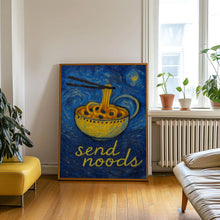 Send Noods Fun Kitchen Print - Food Pun Noodles, Minimalist Quirky Retro Home Wall Art, 70s 80s 90s Wall Art, Kitchen Dining Room Art Poste